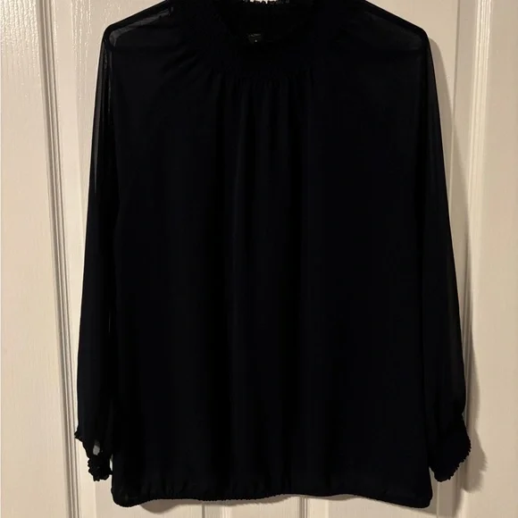 Ann Taylor Navy Sheer Blouse - Picture 6 of 10